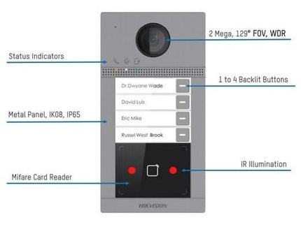 Hikvision DS-KV8213-WME1 Inbouw 2 beldrukkers IR verlichting PoE 12v