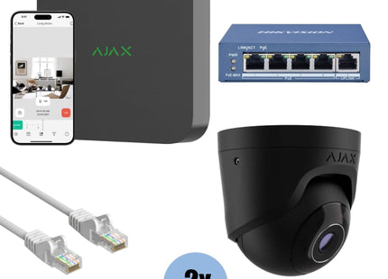 Ajax Systems Kit 2x Turret, NVR en bekabeling zwart