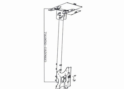 Alarma Total Alarma Total Soporte de techo giratorio e inclinable para TV, de 26 a 42", máx. 20 kg, altura ajustable