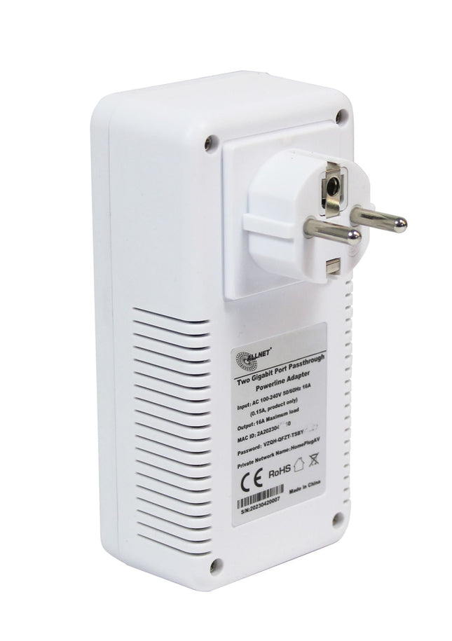 AlarmsysteemExpert.nl ALLNET Powerline adapter HomePlugV2 1200Mbit RJ45 SmartLink met Pass Through