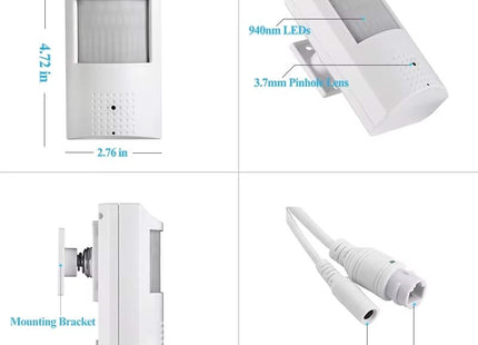 AlarmsysteemExpert.nl Bewegingsmelder IP camera (PIR), Full HD, Onvif, PoE, Microfoon, 940Nm IR