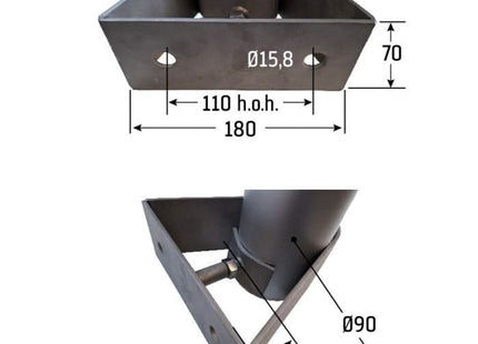 AlarmsysteemExpert.nl Cameramast 3 meter Ø 90mm met RVS muurbeugels