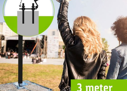 AlarmsysteemExpert.nl Cameramast verplaatsbaar aluminium 3 meter Ø 90mm met tegelframe