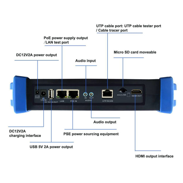 AlarmsysteemExpert.nl CCTV/ IP camera-tester voor IP, HD-TVI, HD-CVI en CVBS camera's (Tot 8MP/4K geschikt)