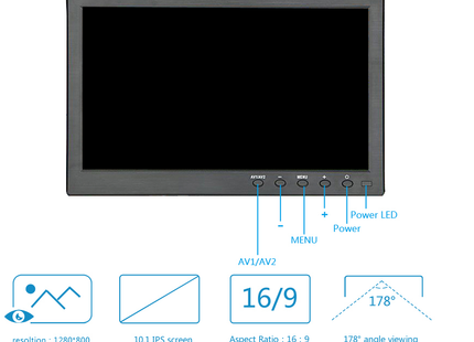 AlarmsysteemExpert.nl TFT 10" Full HD monitor incl. montagebeugel voor aan wand