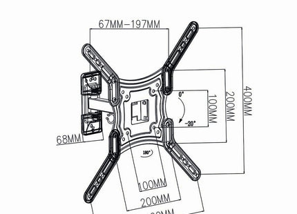 AlarmsysteemExpert.nl TV-muurbeugel, draai- kantelbaar, voor 23 -55",  Max. 30 kg, 2 draaipunten