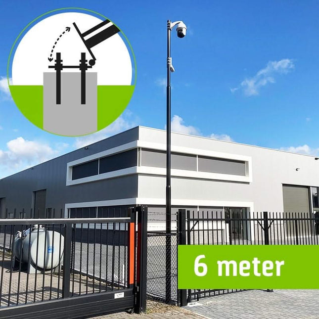 AlarmsysteemExpert.nl Verjongde cameramast met kantelanker en inspectieluik, 6 meter