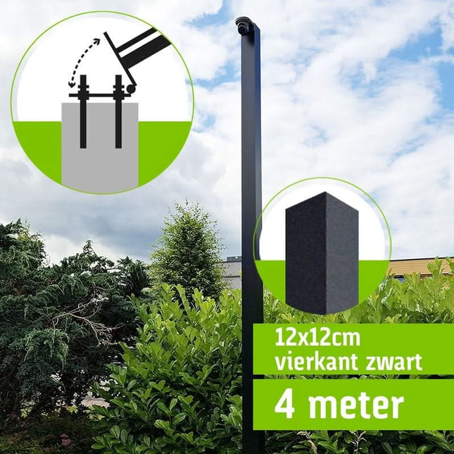 AlarmsysteemExpert.nl Vierkante cameramast met kantelanker 4 meter Zwart