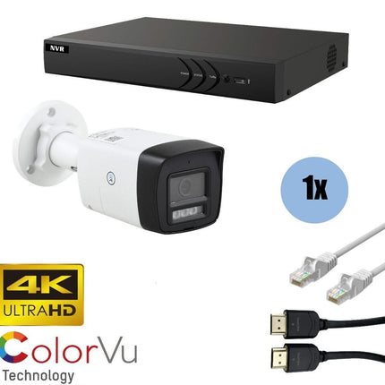 ASE Kit, 1x Bullet, 8Mp 4K Ultra HD, ColorVu met NVR en bekabeling
