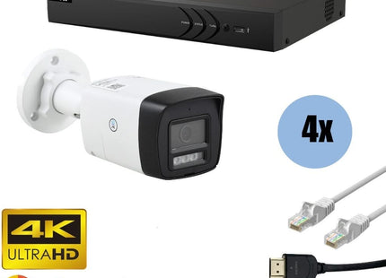 ASE Kit, 4x Bullet, 8Mp 4K Ultra HD, ColorVu met NVR en bekabeling