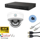 ASE Kit, 4x Dome, 8Mp 4K Ultra HD ColorVu Binnen camera, met NVR en bekabeling