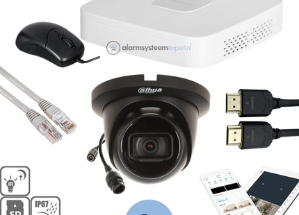 Dahua Black Kit 3x Turret 8 Mp + Recorder & Bekabeling
