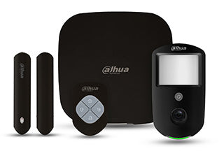 Kit de alarma inalámbrica Dahua Airshield ART-ARC3800H-03-CAM-FW2(868) en color negro, con Hub 2, WiFi/LAN y PIRcam