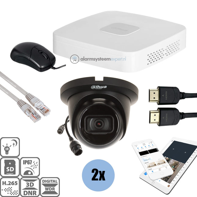 Dahua Dahua Black Kit 2x Turret 8 MP + Grabador y Cableado