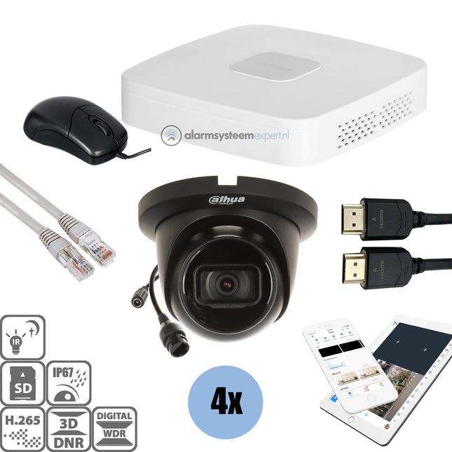 Dahua Dahua Black Kit 4x Turret 8 MP + Grabador y Cableado