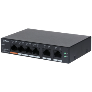 Dahua DH-CS4006-4ET-60, 4 puertos PoE de 100 Mb, conmutador inteligente, 2 enlaces ascendentes Gigabit