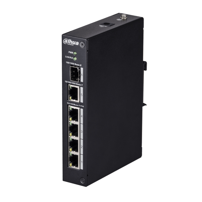 Dahua Dahua DH-PFS3106-4ET-60, 4xPoE poorten, 1x Uplink 1x SFP-poort Gigabit