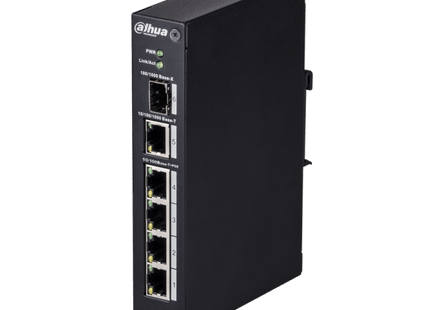 Dahua DH-PFS3106-4ET-60, 4 puertos PoE, 1 puerto de enlace ascendente y 1 puerto SFP Gigabit
