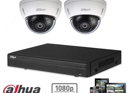 Kit Dahua Full HD-CVI con 2 cámaras domo de 2 megapíxeles para videovigilancia