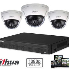 Kit Dahua Full HD-CVI con 3 cámaras domo de 2 megapíxeles para videovigilancia
