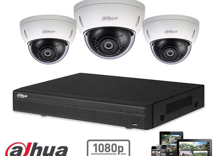 Kit Dahua Full HD-CVI con 3 cámaras domo de 2 megapíxeles para videovigilancia