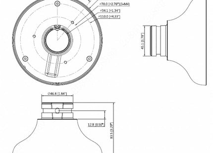 Adaptador de montaje Dahua PFA107 de aluminio