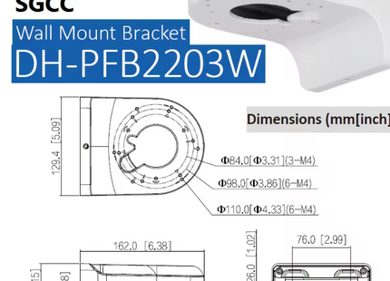 Dahua Dahua PFB2203W Soporte de pared
