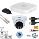 Dahua Dahua Set 4x Turret 8MP 4K Full-Color + Gravador e Cabeamento