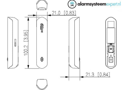 Dahua DHI-ARD323-W2(868S)-B, Magneetcontact Draadloos Klein, Black
