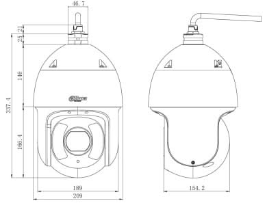 Dahua IPC-SD6CE445XA-HNR 4MP Speed Dome AI Auto Tracking 45x zoom incl muurmontage en voeding