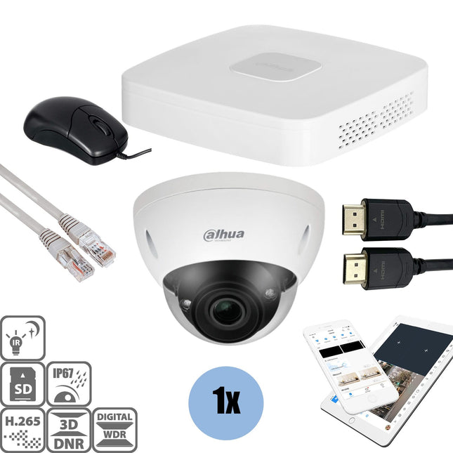 Dahua Set 1x Dome 4MP + Recorder & Bekabeling