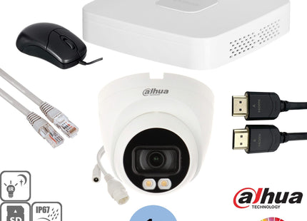 Dahua Set 1x Turret 4MP Full-Color + Recorder & Bekabeling