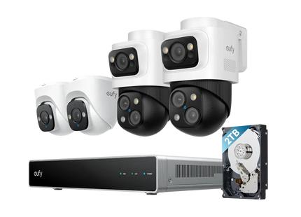 Eufy Beveiligingscamera set; PoE recorder, 2x Turret en 2x PTZ camera