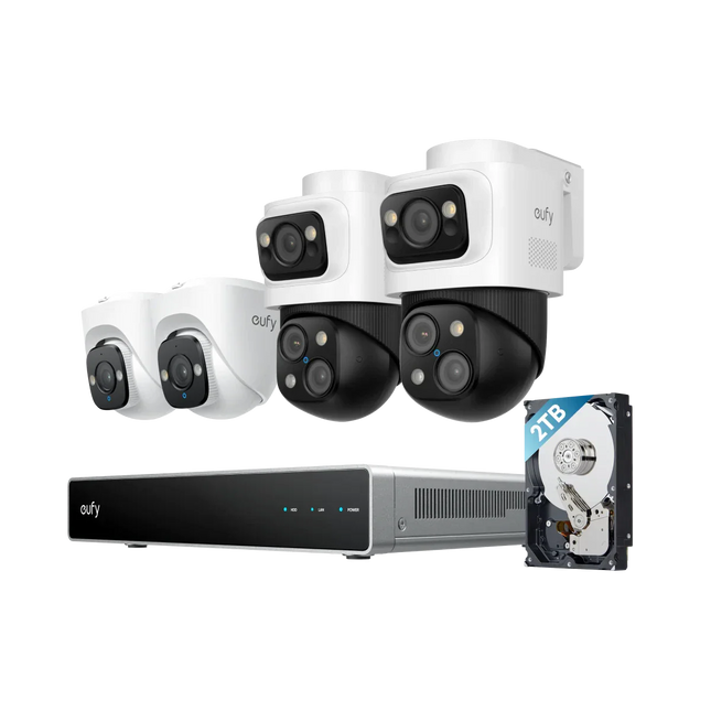 Eufy Eufy Set telecamera di sicurezza; Registratore PoE, 2 torrette e 2 telecamere PTZ