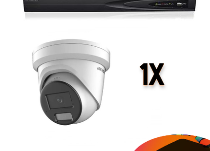 Hikvision Colorvu Set 1x Turret 4MP Recorder + Bekabeling