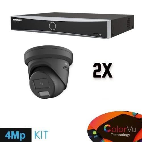 Hikvision Colorvu Set 2x Turret 4MP Recorder + Bekabeling