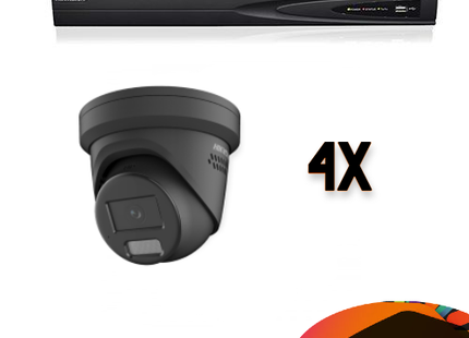 Hikvision Colorvu Set 4x Turret 4MP Recorder + Bekabeling