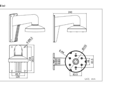 Hikvision DS-1473ZJ-155 aluminium wandbeugel