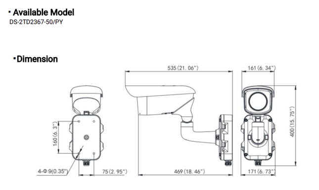 Hikvision DS-2TD2367-50/PY, Thermische Bulletcamera voor o.a Perimeterbeveiliging, Brandpreventie en Temperatuurmonitoring