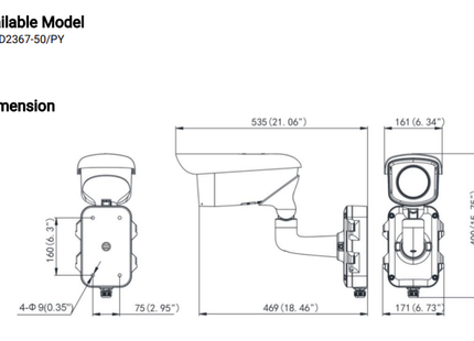 Hikvision DS-2TD2367-50/PY, Thermische Bulletcamera voor o.a Perimeterbeveiliging, Brandpreventie en Temperatuurmonitoring