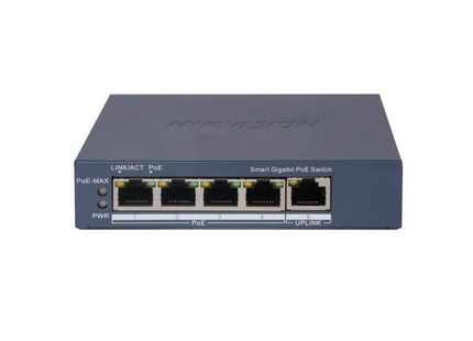 Hikvision DS-3E1505P-EI, 5 poorts Smart Switch met 4x PoE, 1000Mb/Gigabit