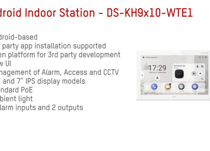 Hikvision DS-KH9310-WTE1 (B) Android Indoor Station PoE 7" Inch