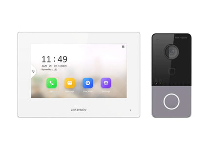Hikvision DS-KIS603-P(B) Video-Intercom kit 1 Videodeurbel 1 Binnenpost 7" 2x voeding