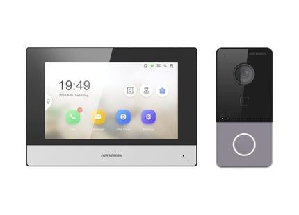 Hikvision DS-KIS603-P(B) Video-Intercom kit 1 Videodeurbel 1 Binnenpost 7" 2x voeding