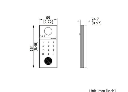 Hikvision DS-KV6124-WBE1, Videodeurbel 4MP, WiFi/PoE, Micro SD slot, 150gr. (nummeriek toetsenbord)