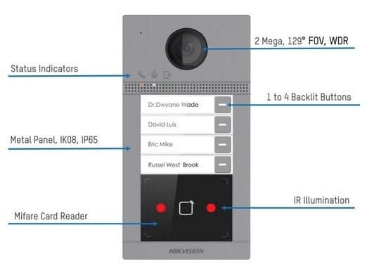 Hikvision DS-KV8213-WME1 Inbouw 2 beldrukkers IR verlichting PoE 12v