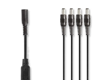 Hikvision: divisor de cable de alimentación para CCTV de Hikvision, 1 conector hembra a 4 conectores macho, 0,35 m, conector CC de 5,5 x 2,1