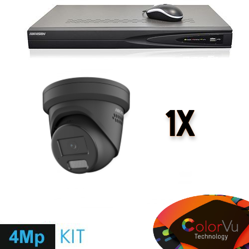 Hikvision Hikvision Colorvu Set 1x Turret Grabador 4MP + Cableado