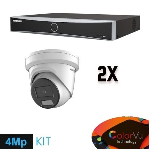 Hikvision Hikvision Colorvu Set 2x Turret Grabador 4MP + Cableado