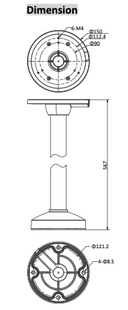 Hikvision DS-1271ZJ-130TRL, soporte de montaje en techo de Hikvision